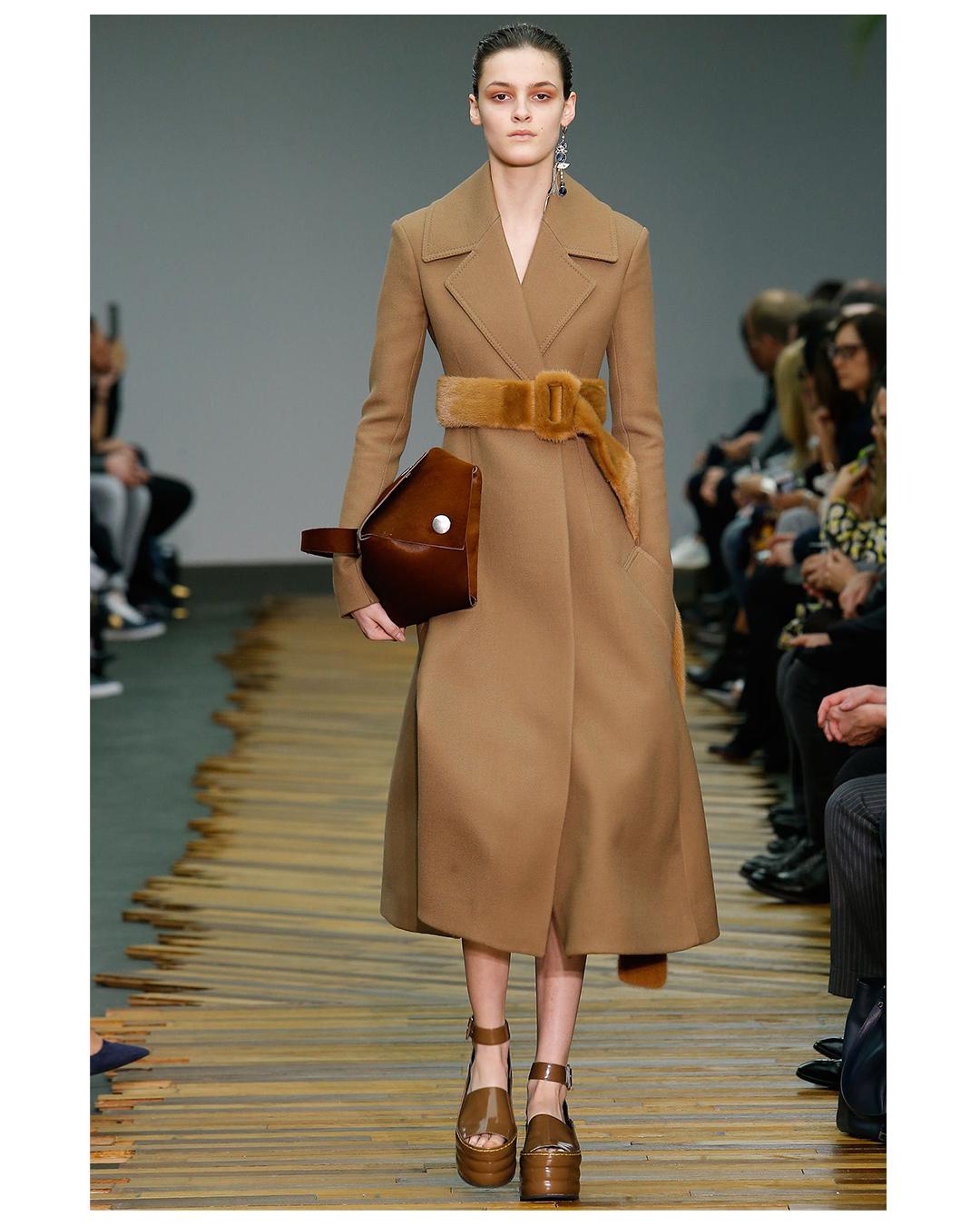 Women's Celine Fall 2014 Phoebe Philo  gabardine wool fit and flare maxi coat in camel