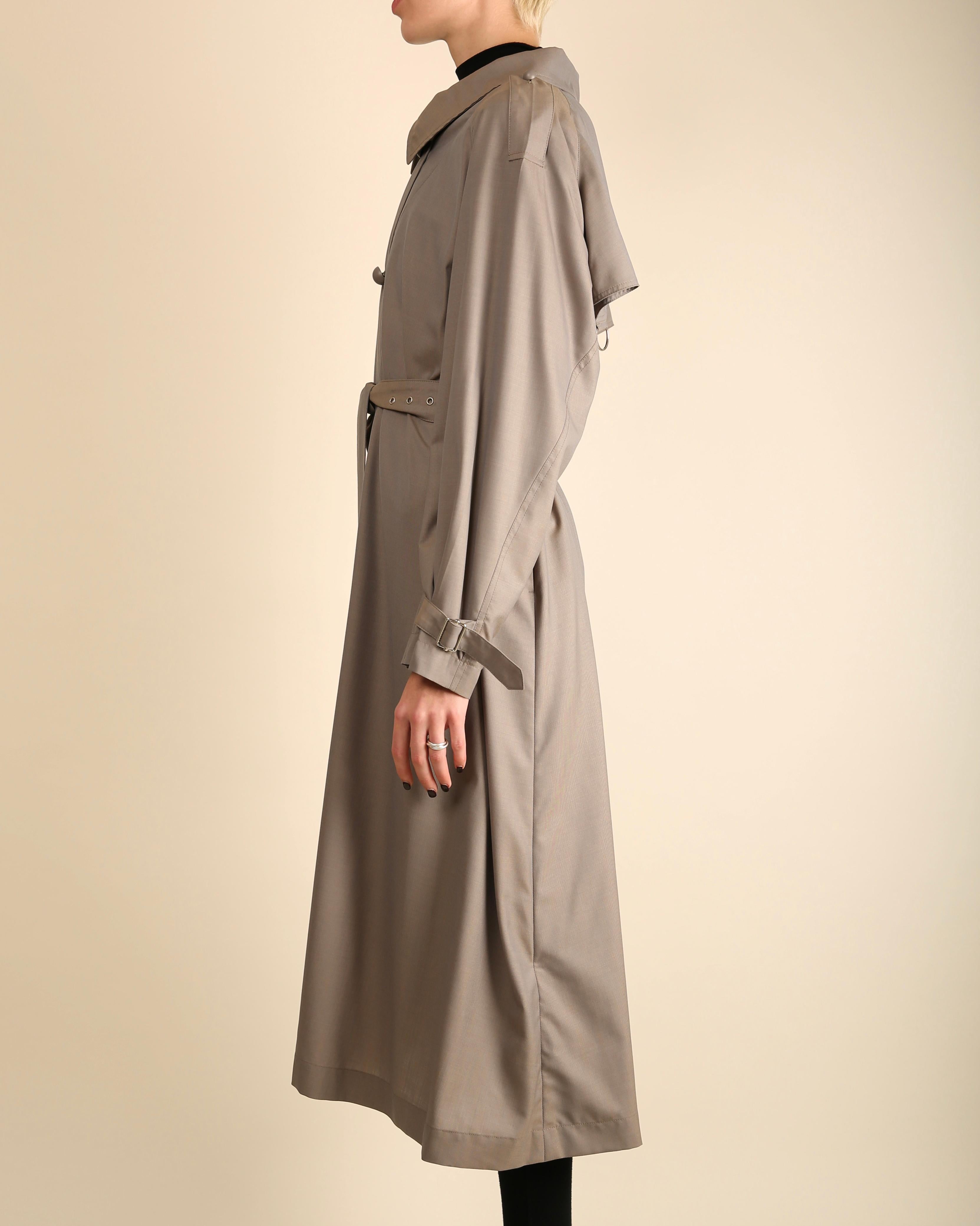 Celine Fall 2017 grey oversized maxi belted wool cashmere trench coat FR 36 6