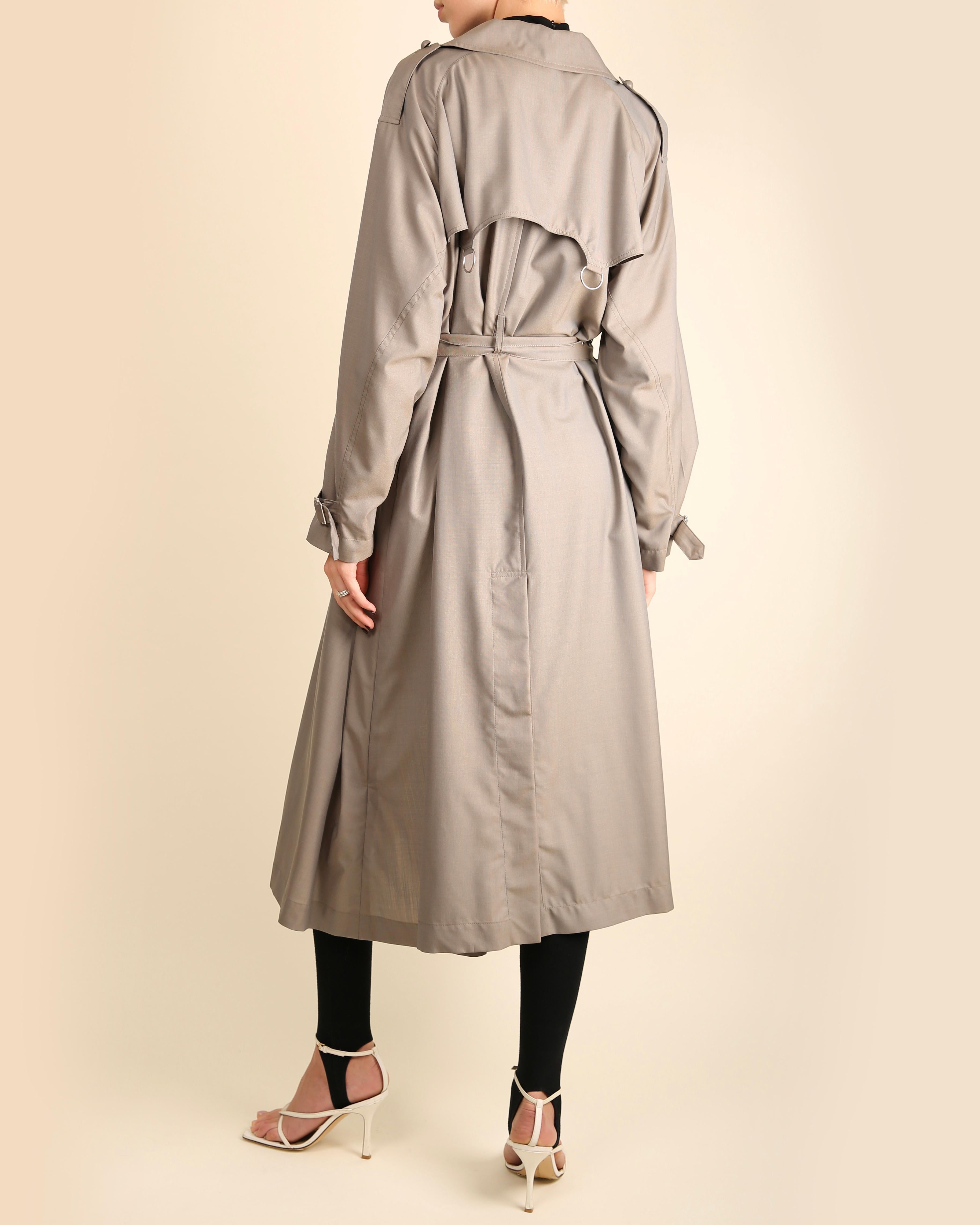 Celine Fall 2017 grey oversized maxi belted wool cashmere trench coat FR 36 7