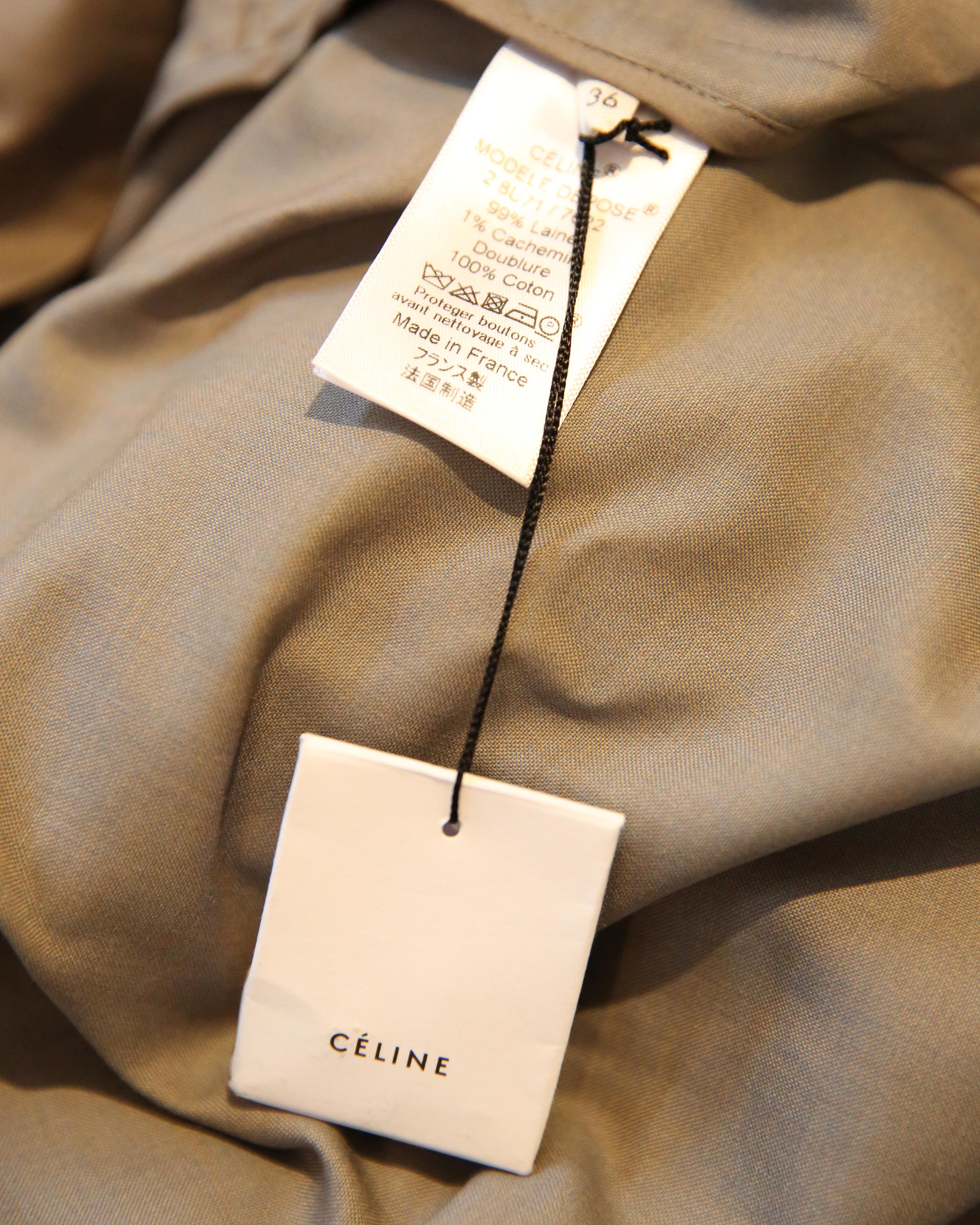 Celine Fall 2017 grey oversized maxi belted wool cashmere trench coat FR 36 7
