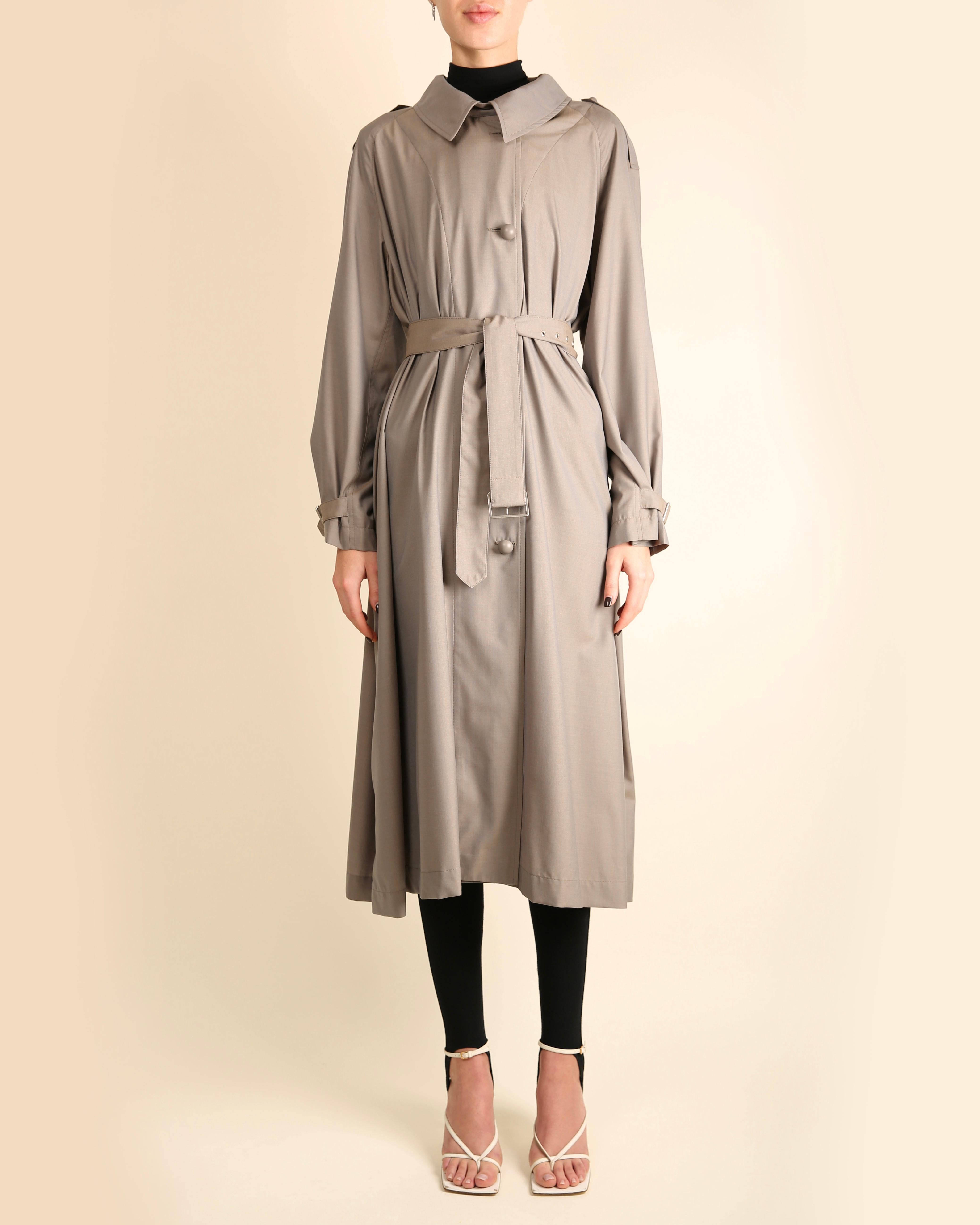 Women's Celine Fall 2017 grey oversized maxi belted wool cashmere trench coat FR 36