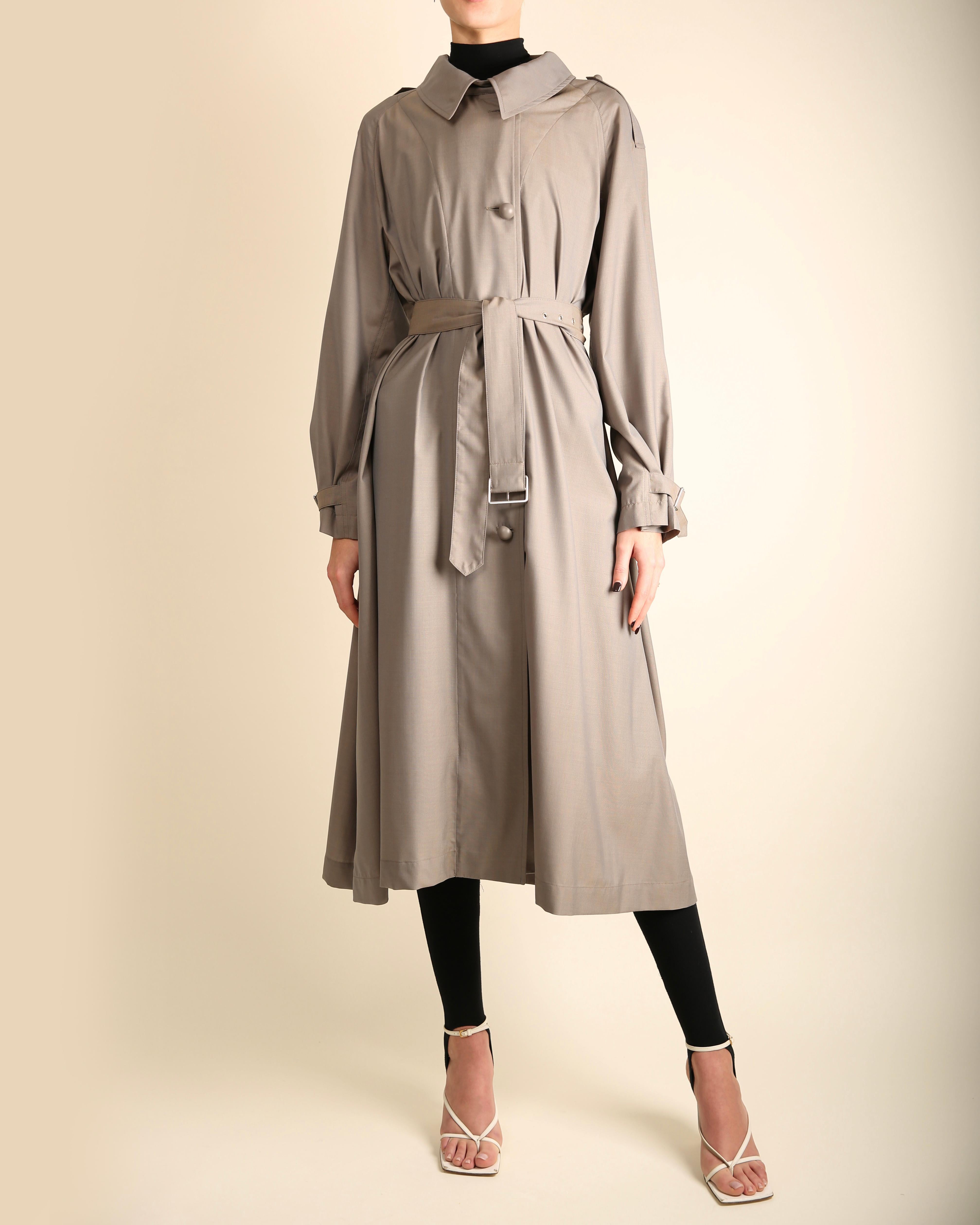 Celine Fall 2017 grey oversized maxi belted wool cashmere trench coat FR 36 1