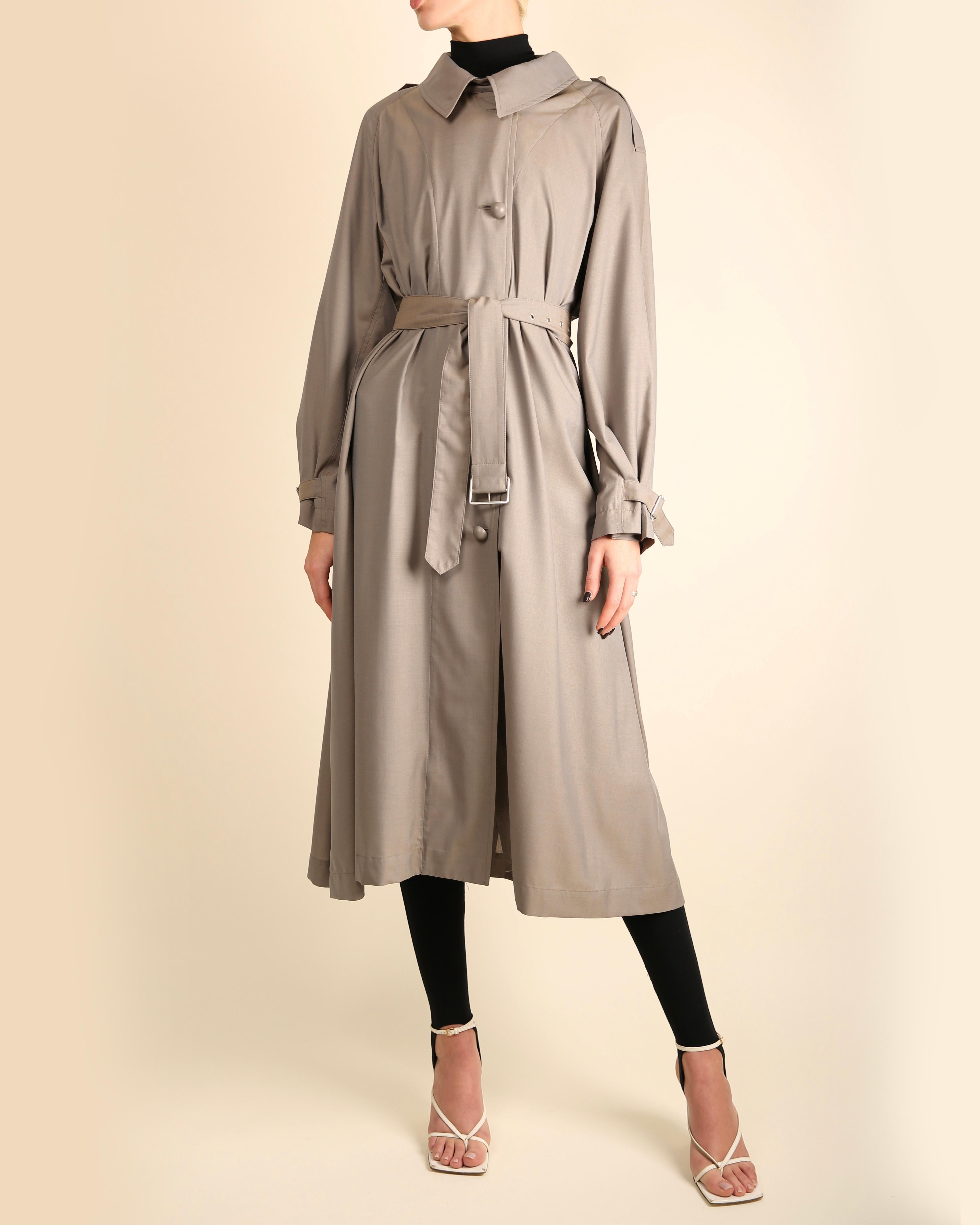 Celine Fall 2017 grey oversized maxi belted wool cashmere trench coat FR 36 2