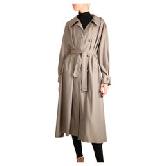 Celine Fall 2017 grey oversized maxi belted wool cashmere trench coat FR 36