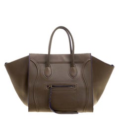 Celine Fatigue Green Leather Medium Phantom Luggage Tote
