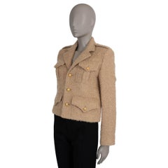 CELINE Ficelle beige mohair & wool 2021 CHASSEUR TWEED Jacket 36 S