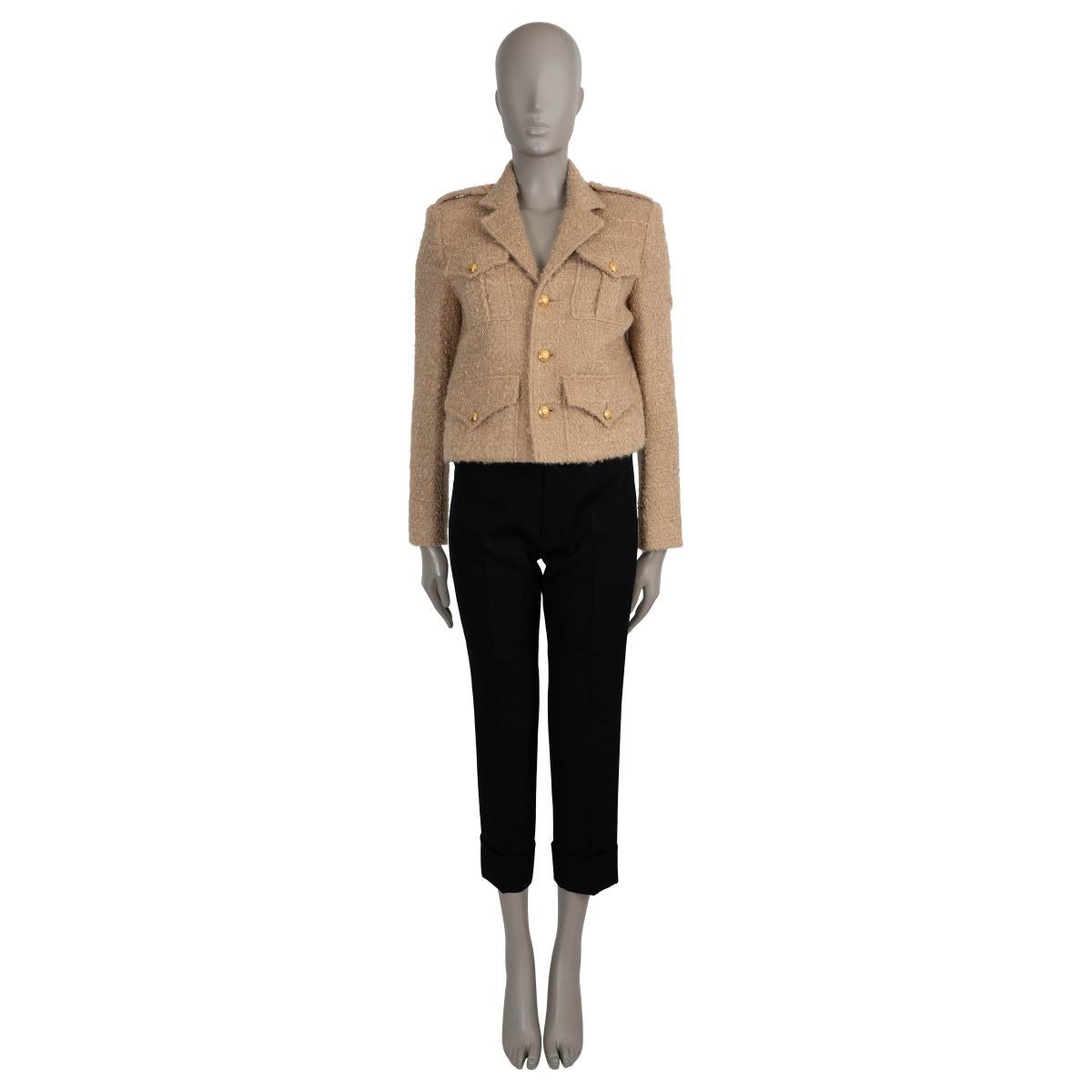 Donna CELINE Ficelle beige mohair e lana 2021 CHASSEUR TWEED Giacca 36 S in vendita