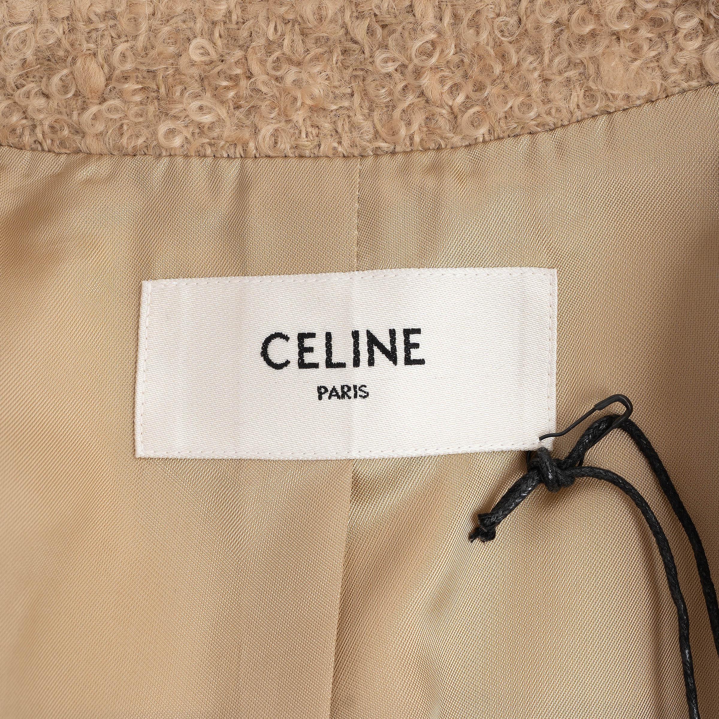 CELINE Ficelle beige mohair e lana 2021 CHASSEUR TWEED Giacca 36 S in vendita 2