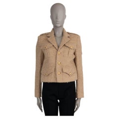CELINE Ficelle beige mohair e lana 2021 CHASSEUR TWEED Giacca 36 S