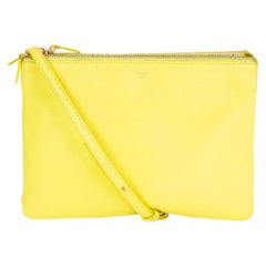 CELINE Fluo yellow leather TRIO LARGE Crossbody Shoulder Bag