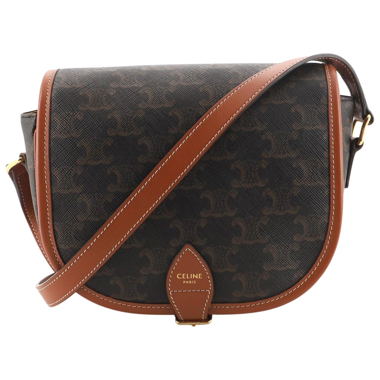 Celine Folco Bag Triomphe Coated Canvas Medium at 1stDibs