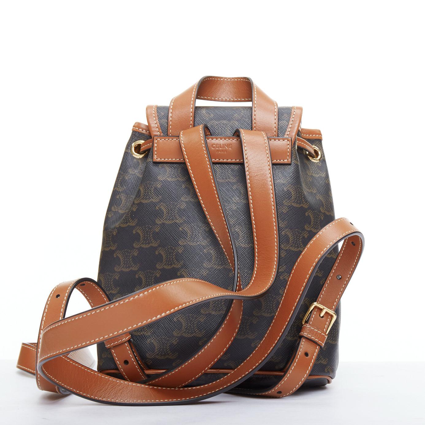 Women's CELINE Folco brown triomphe monogram canvas mini backpack