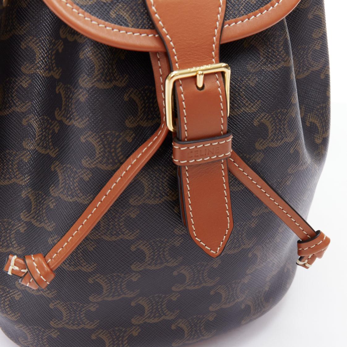 CELINE Folco brown triomphe monogram canvas mini backpack 3