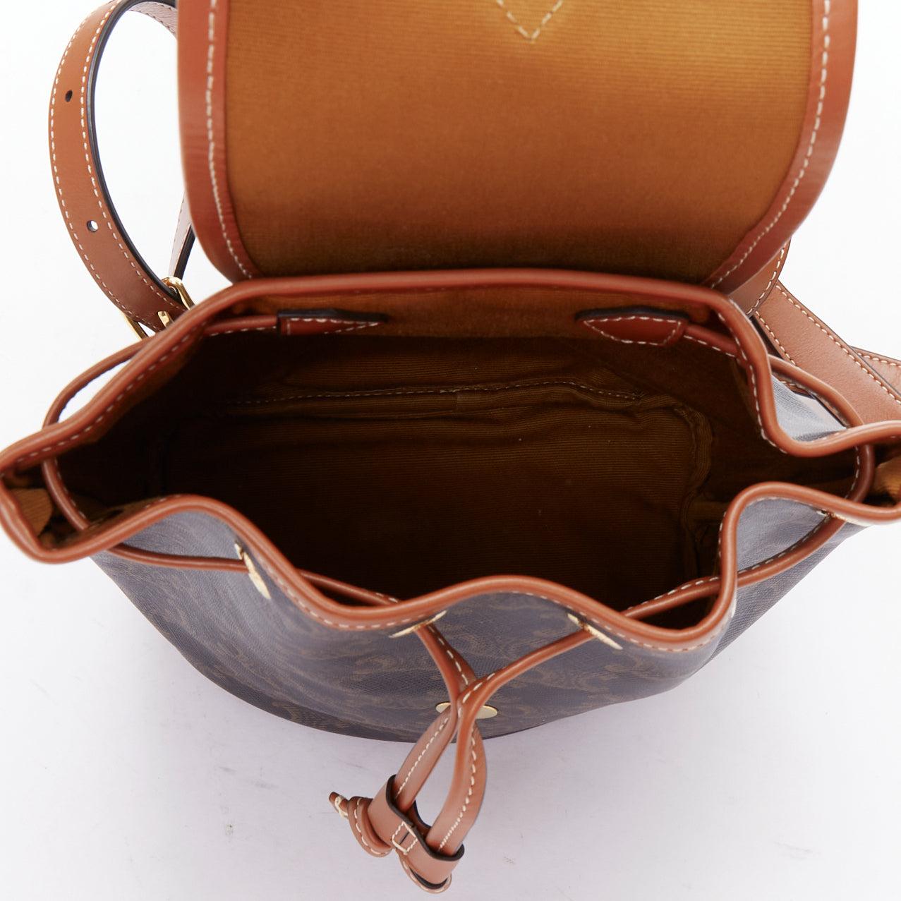 CELINE Folco brown triomphe monogram canvas mini backpack 4