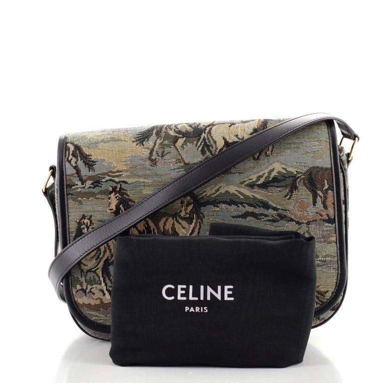 Celine Folco Messenger Bag Embroidered Canvas at 1stDibs