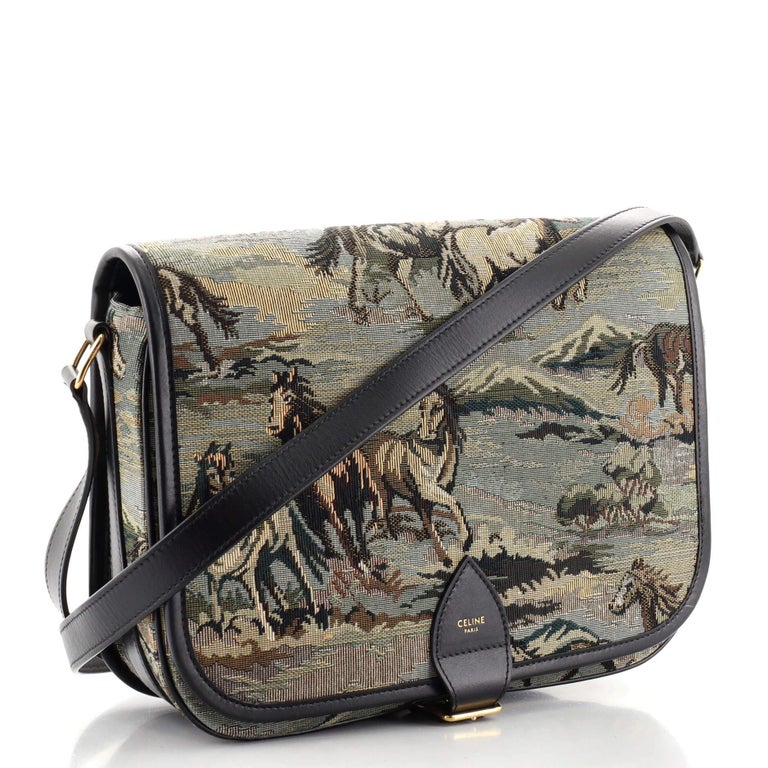 Celine Folco Messenger Bag Embroidered Canvas at 1stDibs