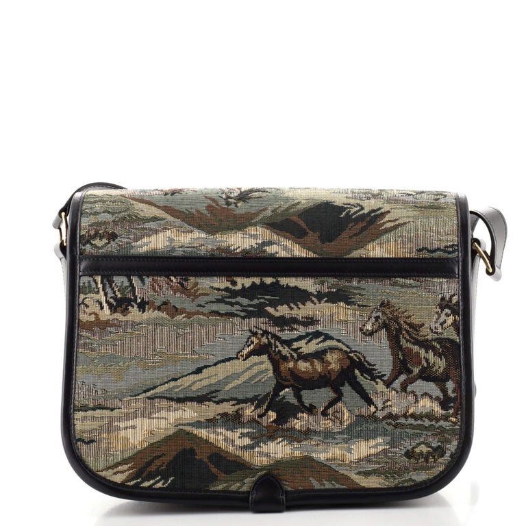 Celine Folco Messenger Bag Embroidered Canvas at 1stDibs