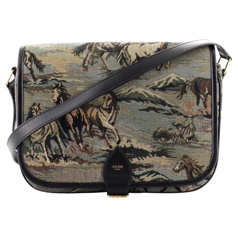 Celine Folco Messenger Bag Embroidered Canvas at 1stDibs