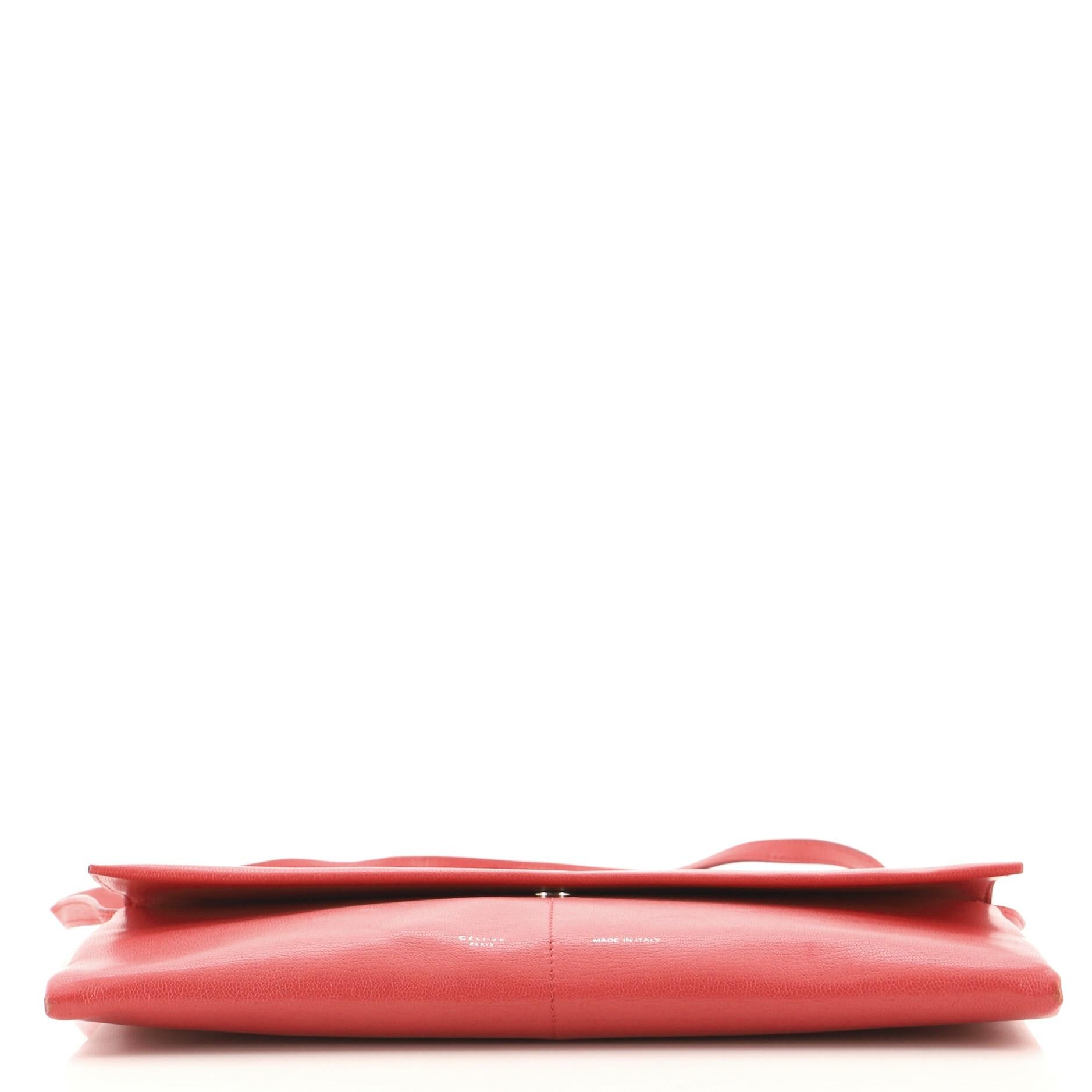 Red Celine Folded Strap Clutch Leather