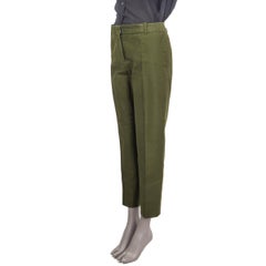 CELINE forest green cotton TAPERED Pants 42 L