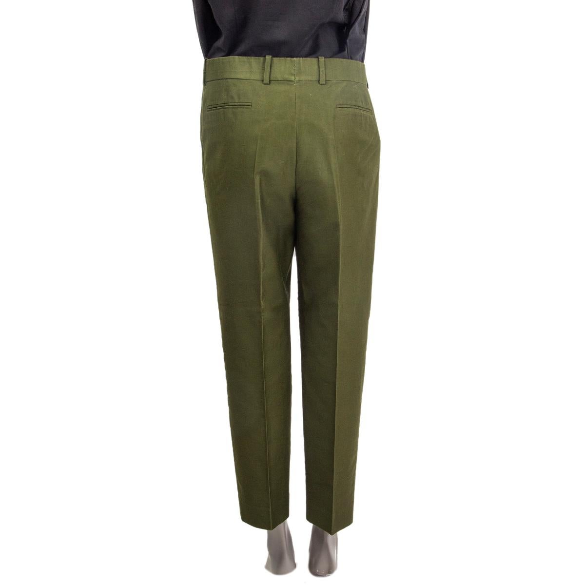 Black CELINE forest green cotton TAPERED Pants 42 L For Sale