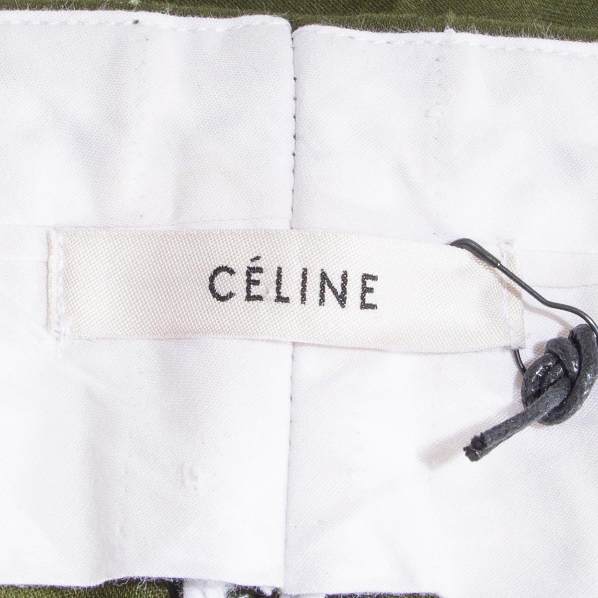 CELINE forest green cotton TAPERED Pants 42 L In Excellent Condition For Sale In Zürich, CH