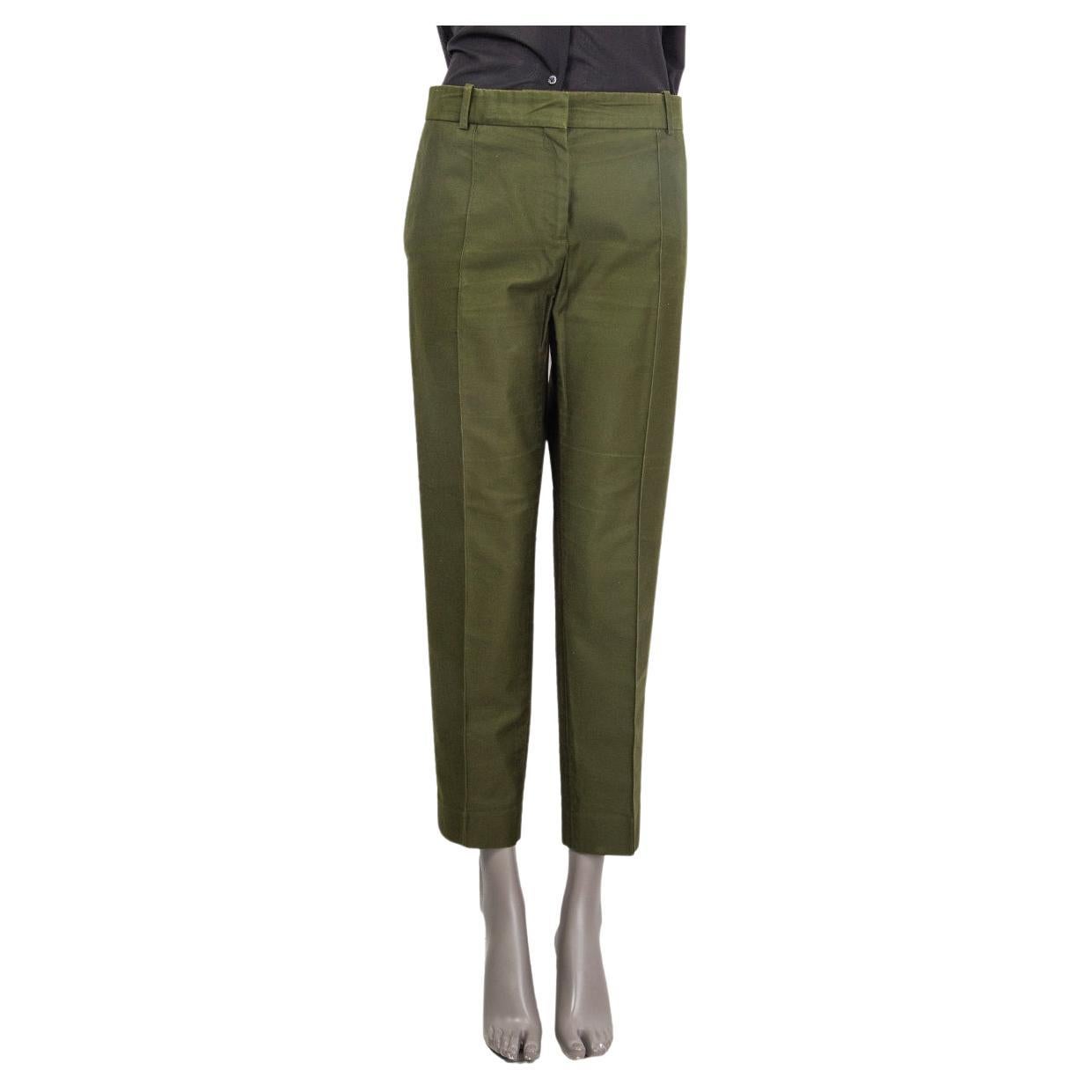 CELINE forest green cotton TAPERED Pants 42 L For Sale