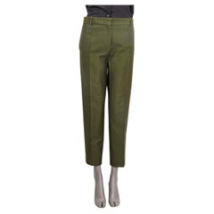 CELINE forest green cotton TAPERED Pants 42 L