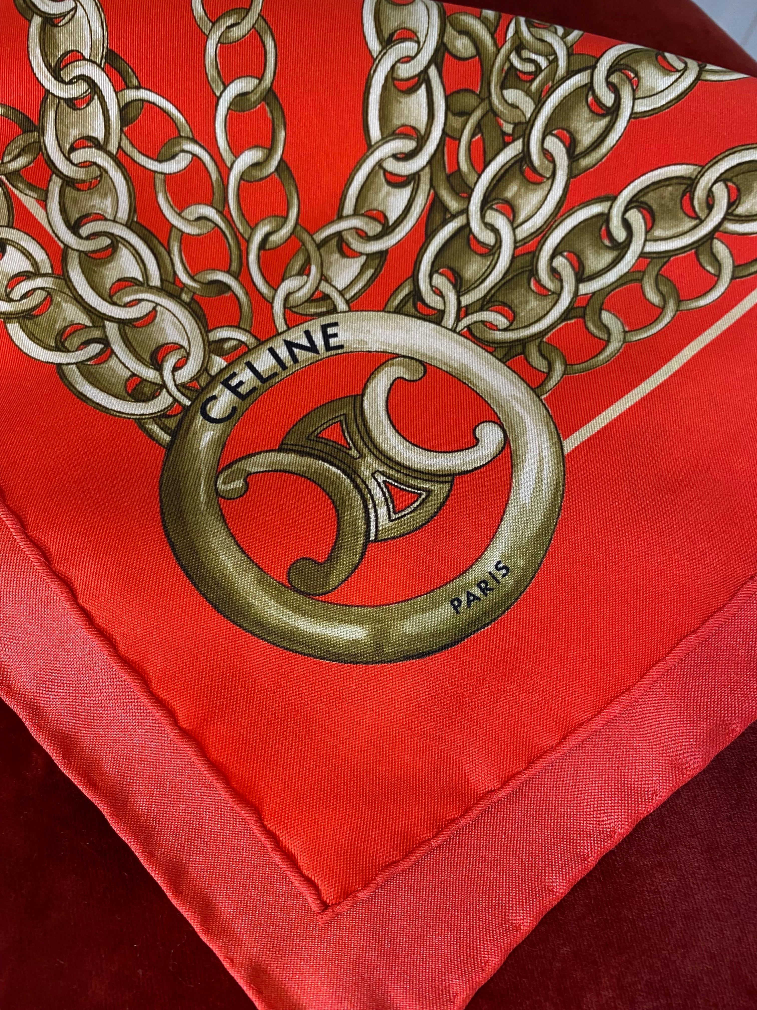 Red Céline foulard For Sale