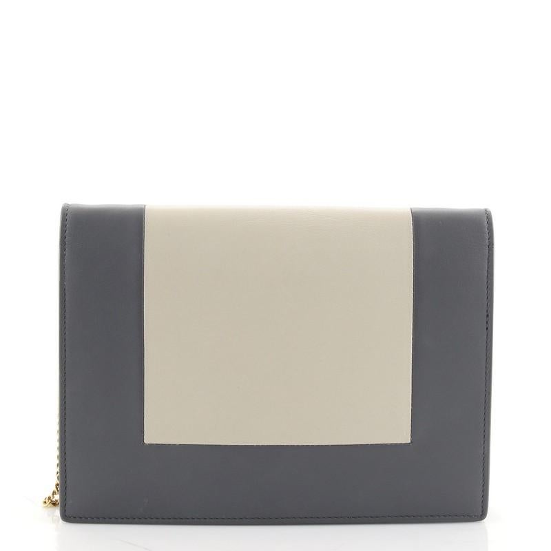 Gray Celine Frame Evening Clutch on Chain Leather