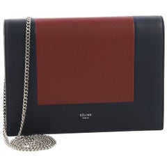 Celine Frame Evening Clutch on Chain Leather