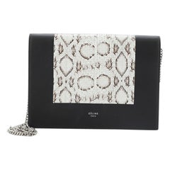 Abendclutch mit Celine Frame an Kette aus Pythonleder mit Leder