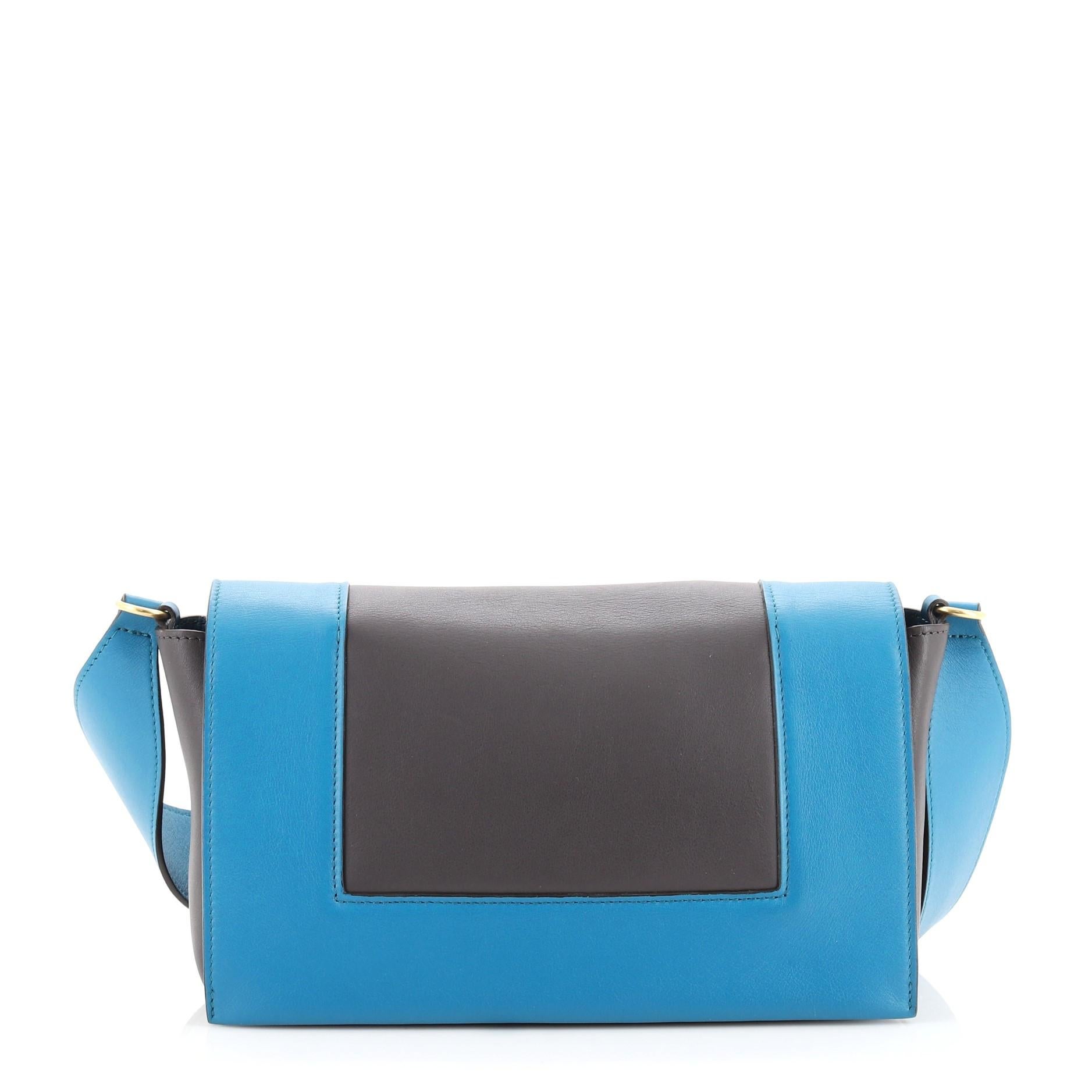 Blue Celine Frame Shoulder Bag Leather Medium