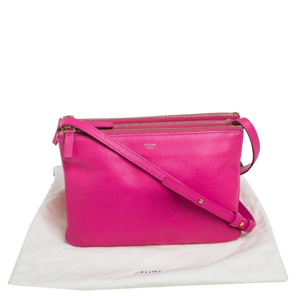 Céline Fuchsia Leather Small Trio Zip Crossbody Bag 4