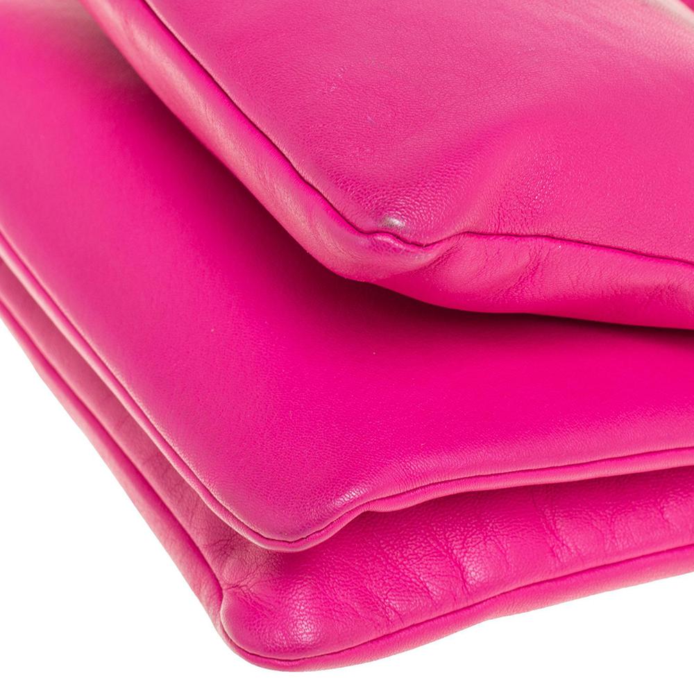 Pink Céline Fuchsia Leather Small Trio Zip Crossbody Bag