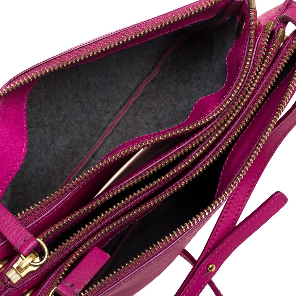 Céline Fuchsia Leather Small Trio Zip Crossbody Bag 1