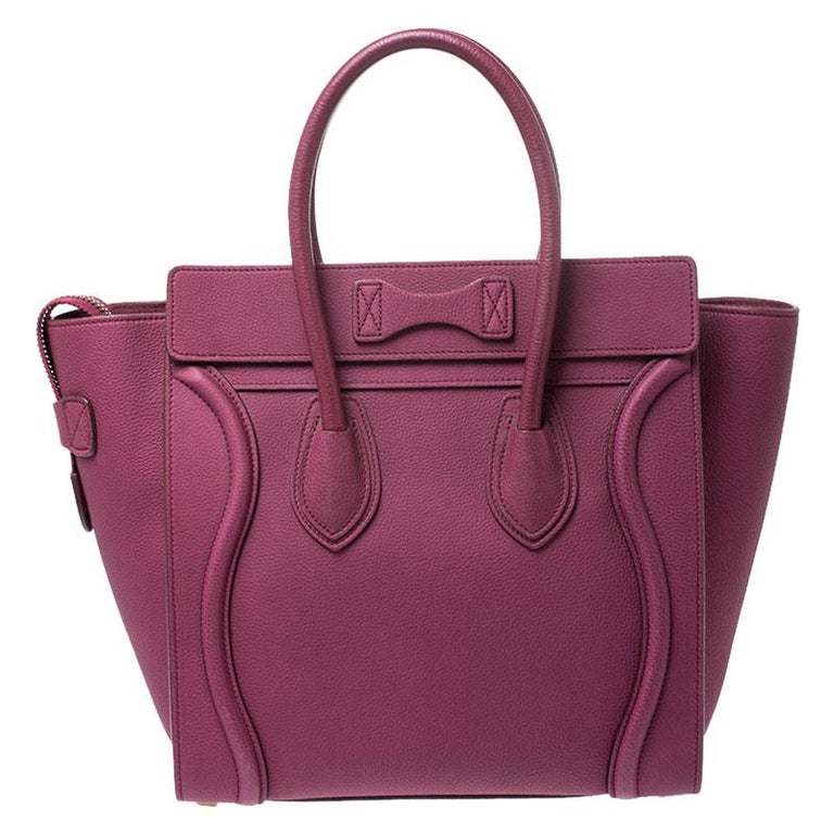 Celine Fuchsia Pink Leather Micro Luggage Tote For Sale at 1stDibs