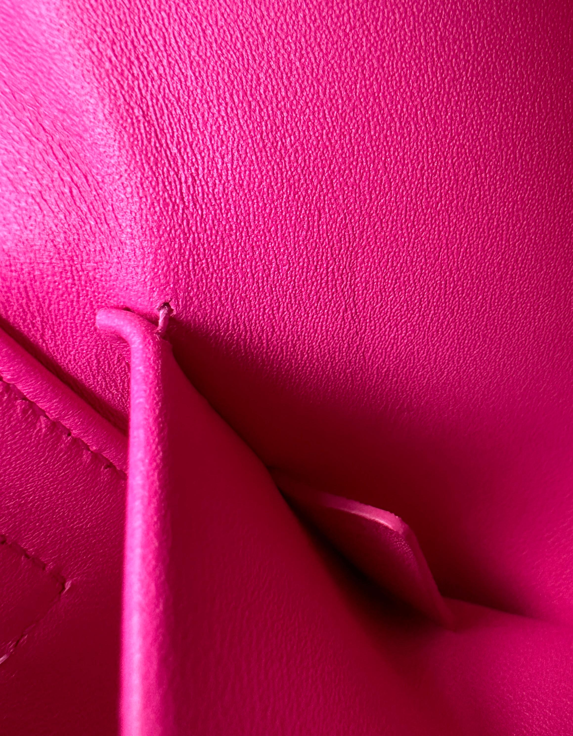 Celine Fuchsia Pink Shiny Calfskin Triomphe Shoulder Bag In Excellent Condition In New York, NY