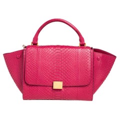 Celine Fuchsia Python Small Trapeze Bag