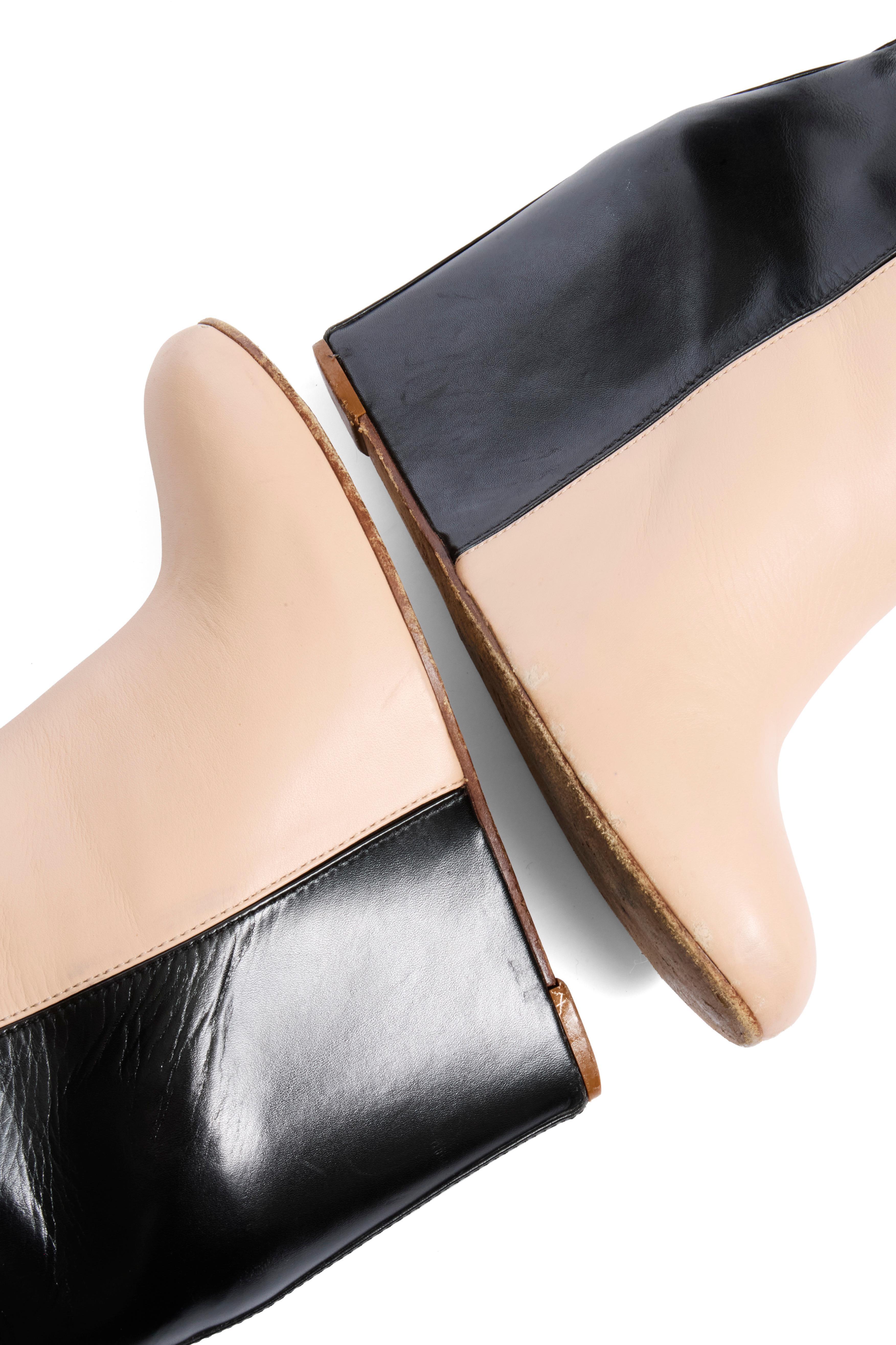Celine FW12 Two-Tone Leather Wedge Boots Phoebe Philo Era Size 38.5 en vente 5