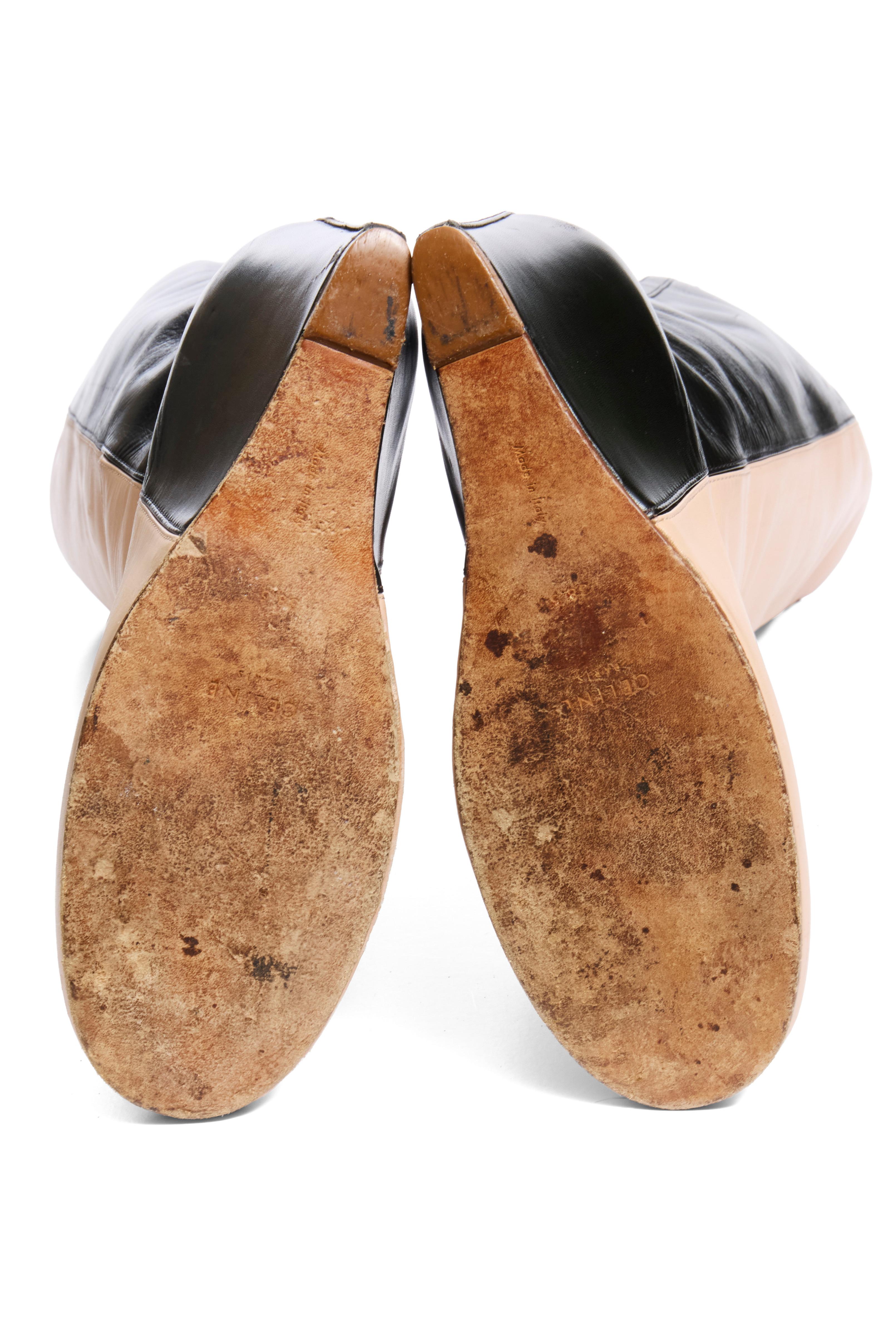 Celine FW12 Two-Tone Leather Wedge Boots Phoebe Philo Era Size 38.5 en vente 6