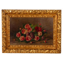 Antique Celine Genyn Still Life Flowers Signed Belgian Oil Painting Early 20thC