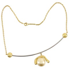 Celine Geometric Modernist Pearl Pendant Necklace