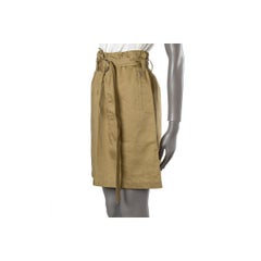CELINE gold cotton BELTED SHORT Skirt 38 S