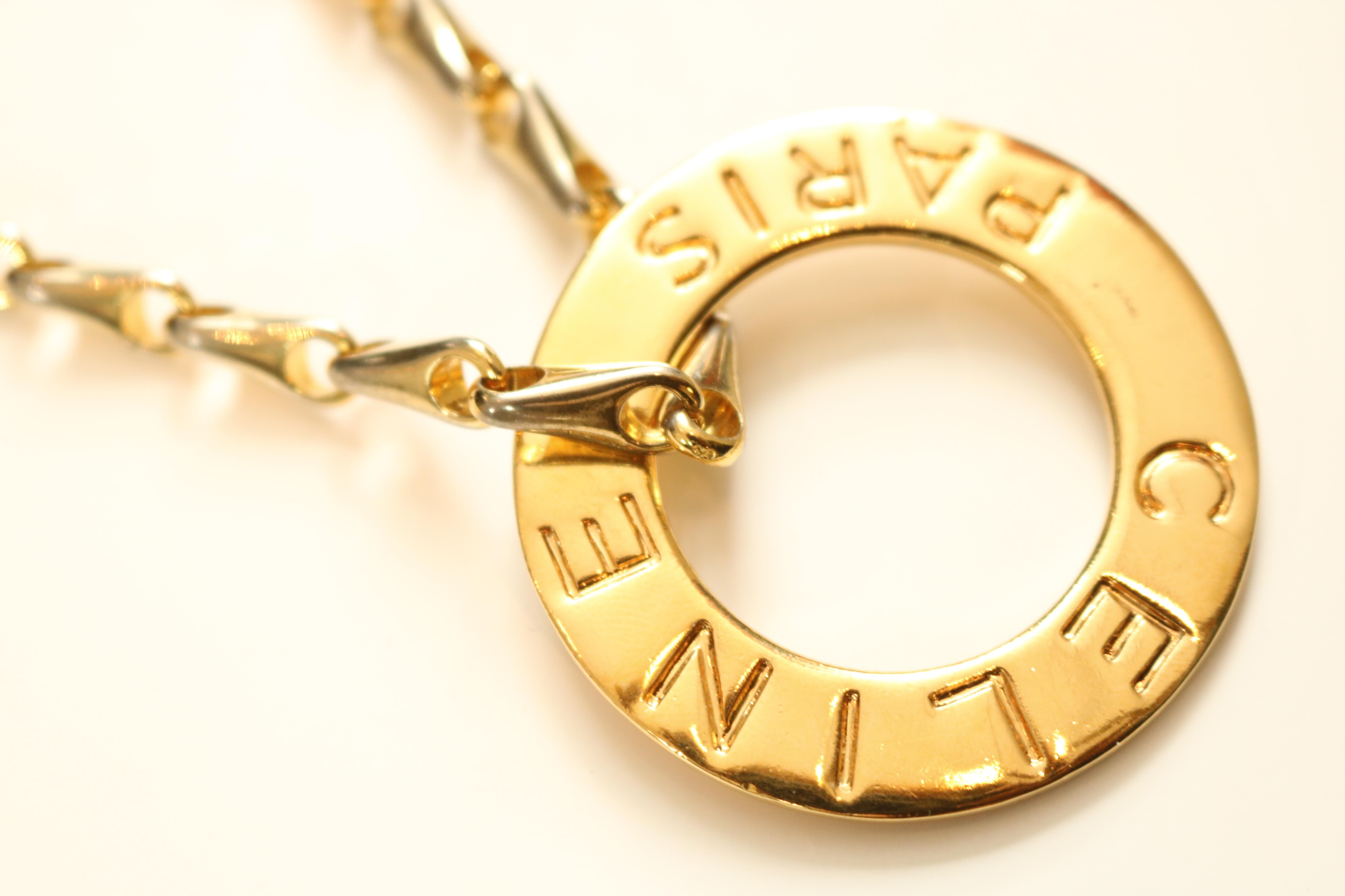 Céline Gold Disc Necklace In Good Condition In London, GB