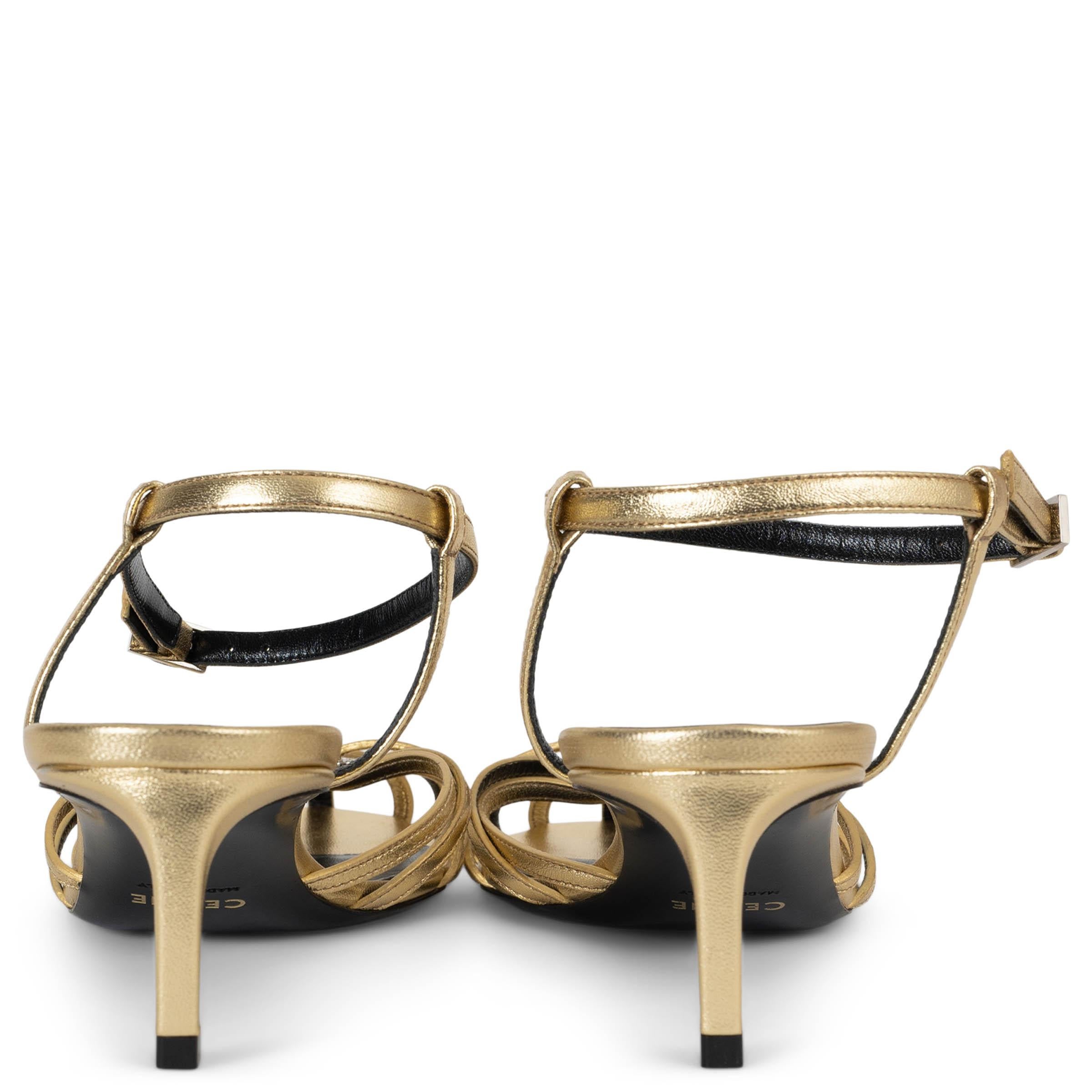 CELINE cuero dorado TRIOMFE ANKLE STRAP Sandalias Zapatos 37 en Excelente estado para la venta en Zürich, CH