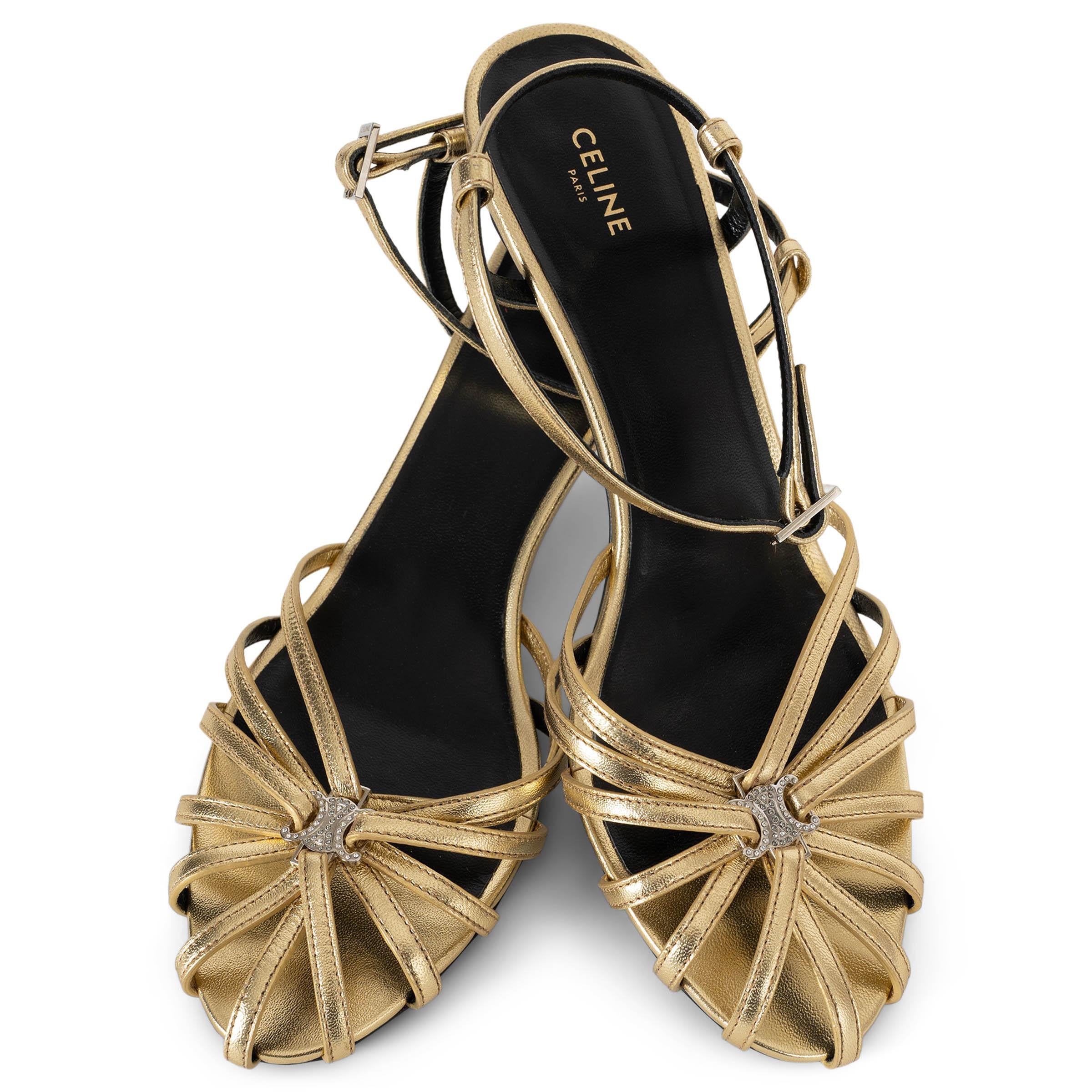 CELINE cuero dorado TRIOMFE ANKLE STRAP Sandalias Zapatos 37 en venta 1