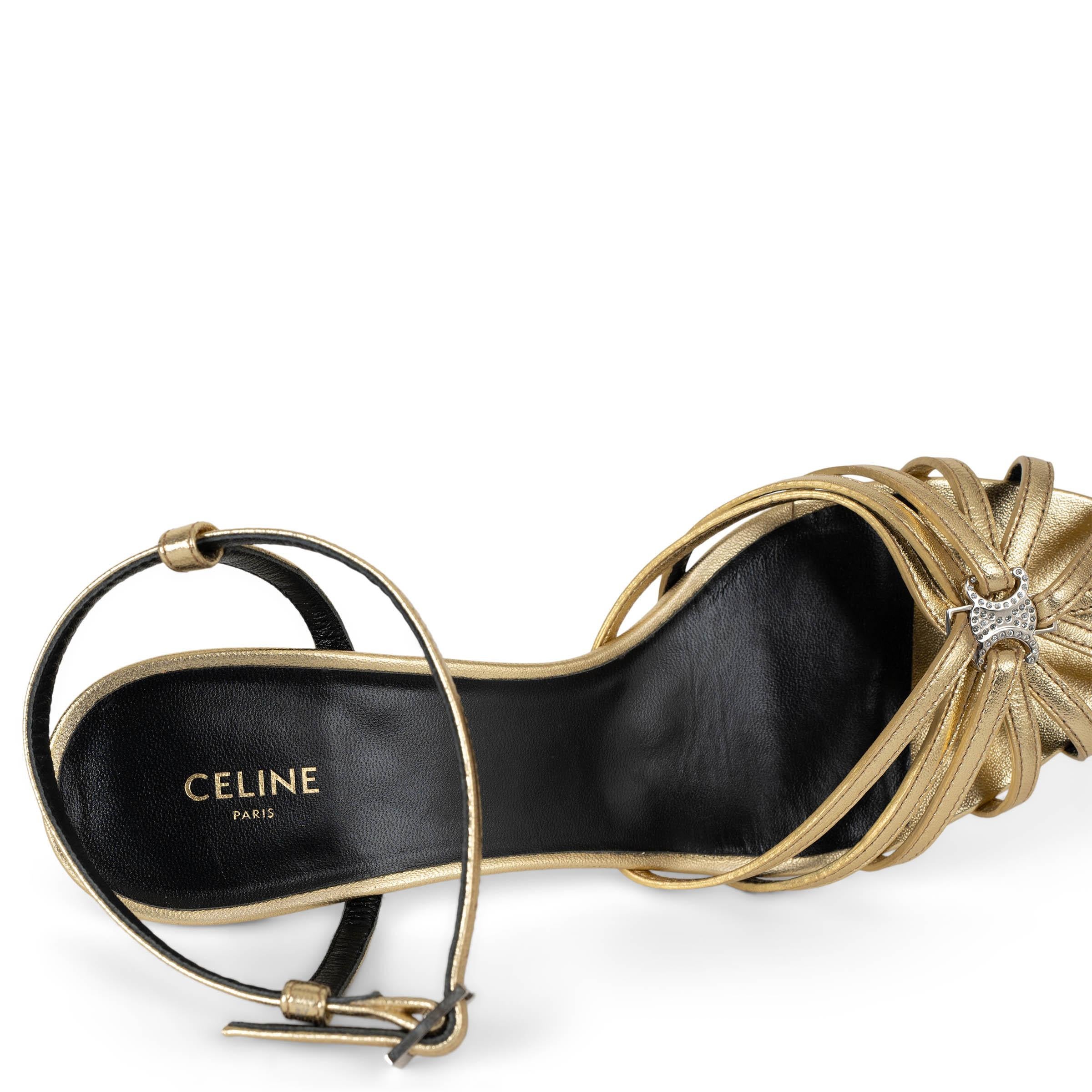 CELINE cuero dorado TRIOMFE ANKLE STRAP Sandalias Zapatos 37 en venta 3