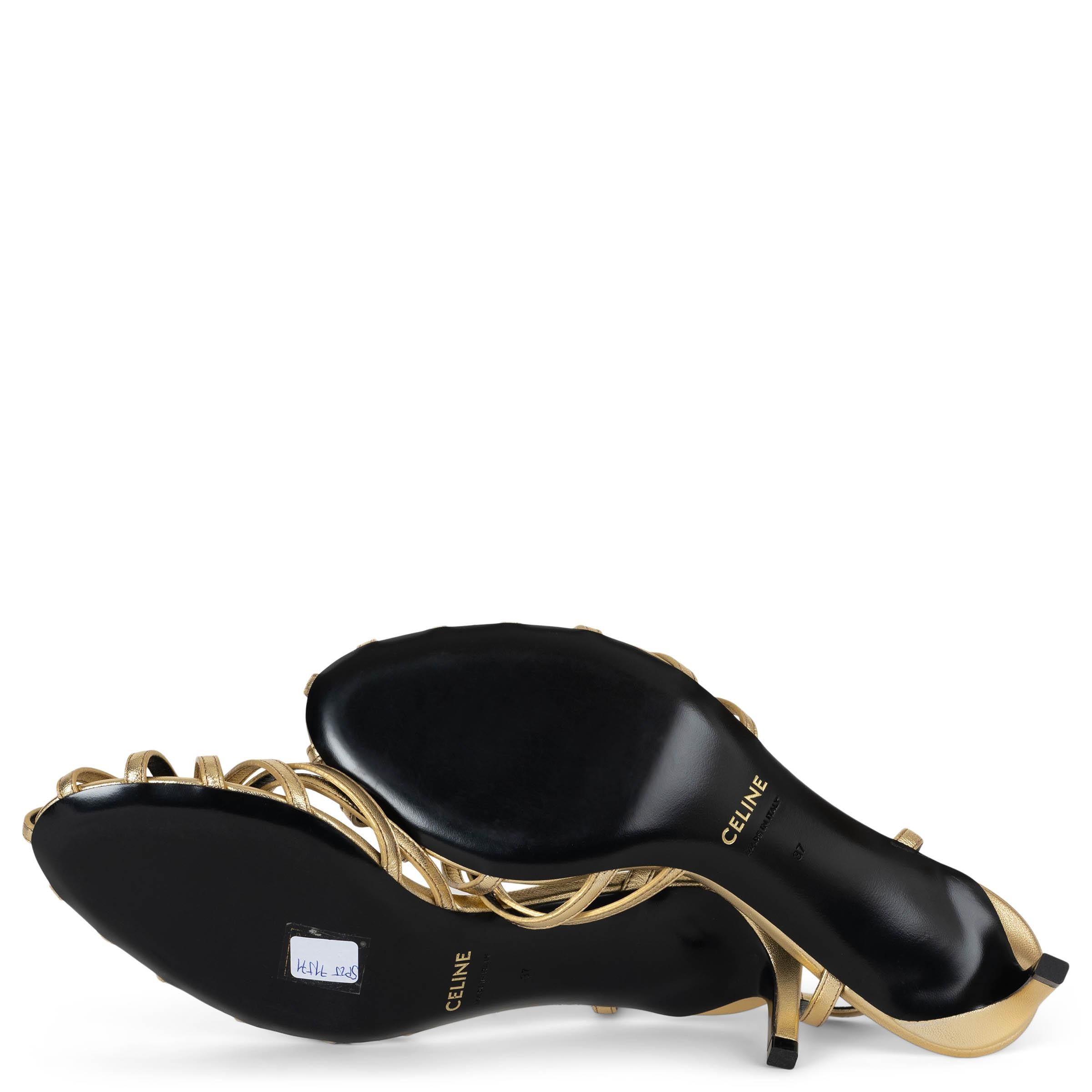 CELINE cuero dorado TRIOMFE ANKLE STRAP Sandalias Zapatos 37 en venta 4