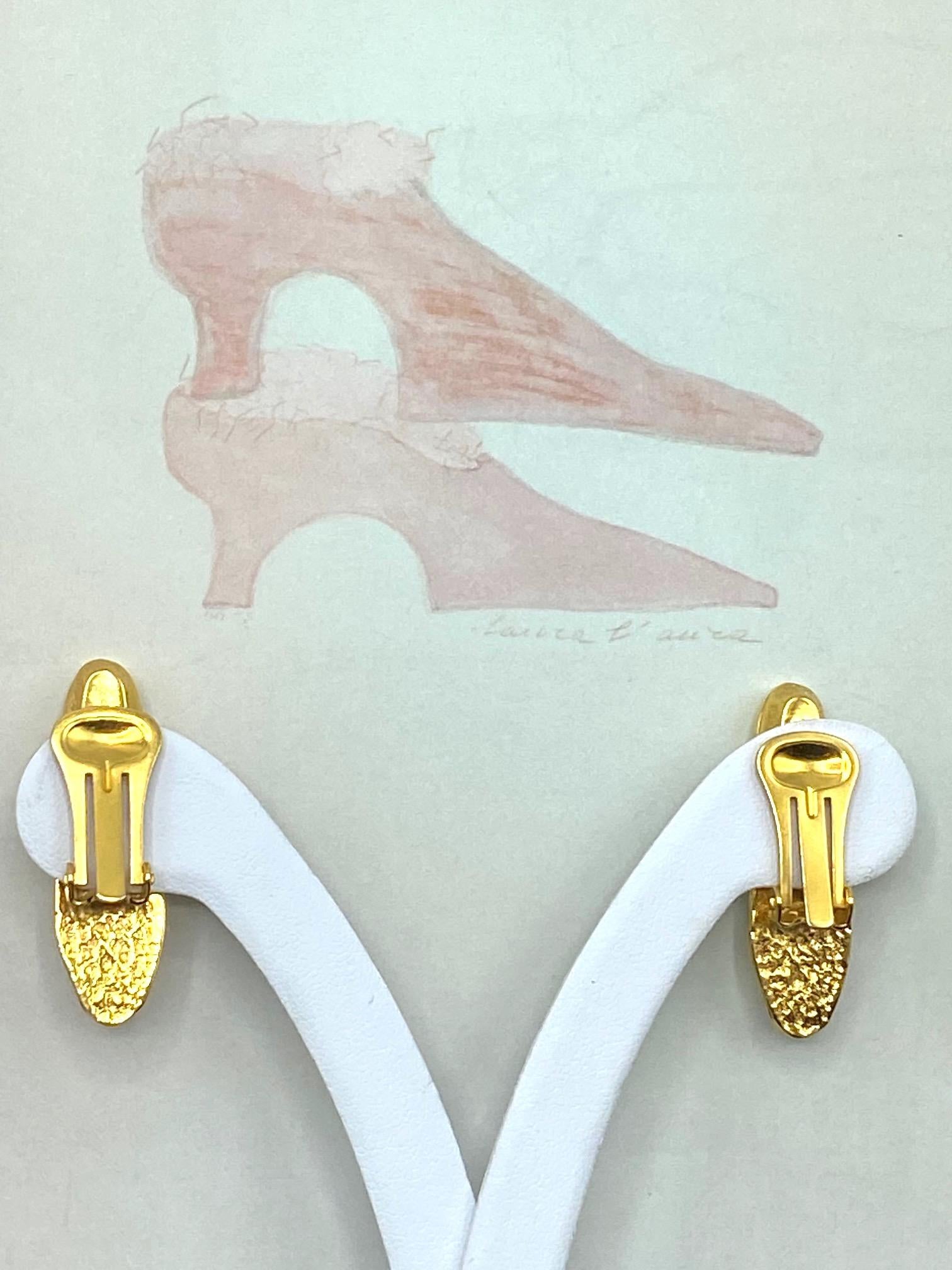 Celine Gold Loafer Shoe Earrings 1992 1